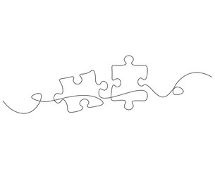 Continuous one line drawing of puzzle. One line drawing illustration of puzzle game. Problem solving. Business, thinking process, creativity concept single line. Editable outline