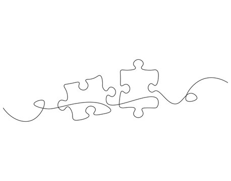 recommend clip art: Continuous one line drawing of puzzle. One line drawing illustration of puzzle game. Problem solving. Business, thinking process, creativity concept single line. Editable outline