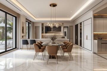 Fototapeta premium Stunning 3D Interior of a Two-Story Villa: Elegance Redefined