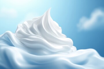 Obraz premium Whipped cream swirl on blue background