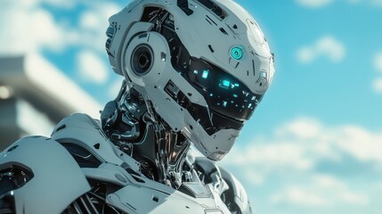 Fototapeta premium 3D visualization of a futuristic AI robot and cyborg design