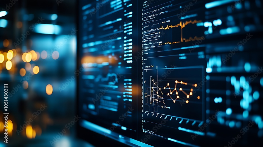Poster Digital Data Analysis on High-Tech Graphical Interface Screen : Generative AI