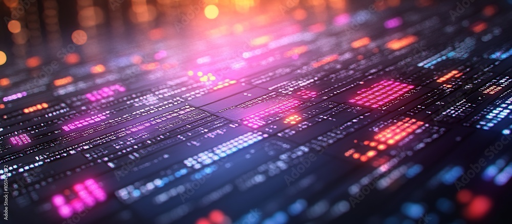 Fototapete Dynamic Digital Circuit Pattern with Vibrant Colors and Futuristic Design : Generative AI