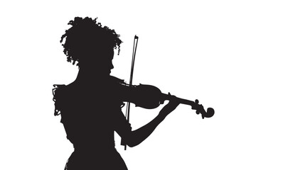 Fototapeta premium A woman playing Violin silhouette isolated on white background
