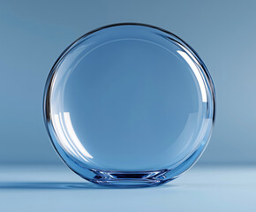 Clear glass ball is sitting on a blue background