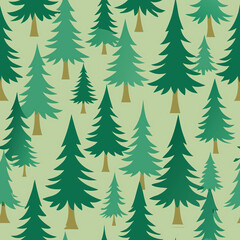 Obraz premium Seamless pattern of evergreen trees.