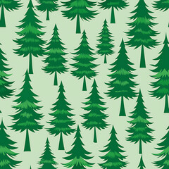 Fototapeta premium Seamless pattern of evergreen trees.