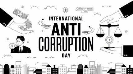 International anti corruption day banner for protest background Anticorruption day template banner
