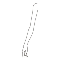 Minimalist line art of a left arm with thumb and fingers slightly pinched, ideal for tattoo or graphic design use.
