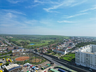 High Angle View of Most Beautiful and Attractive British Tourist Attraction of Brighton seaside...