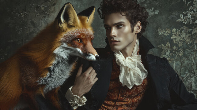 Man in Historical Costume with a Fox