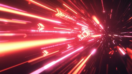 Naklejka premium Abstract Neon Lights Tunnel