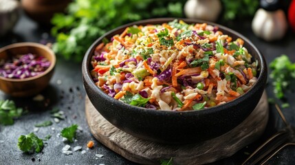 A colorful and healthy vegetable quinoa bowl,