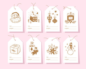 Set Of Cute Christmas Gift Tags.