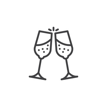 recommend clip art: Champagne Glasses Toast line icon