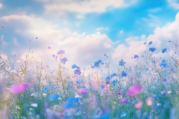 Fototapeta premium Beautiful white daisy flowers in sunny day with generative ai