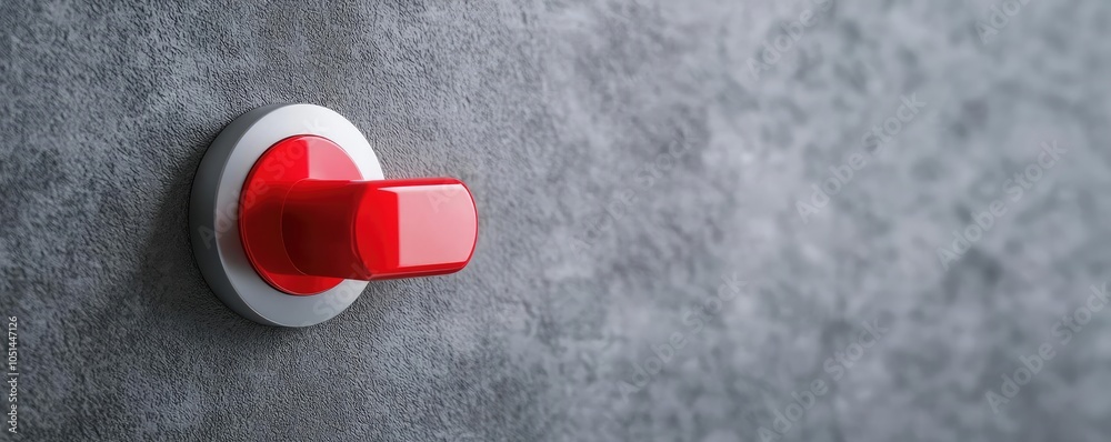 Aufkleber Red toggle switch on a textured gray background