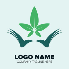 Minimalist health care logo, modern eco logo, vector illustration