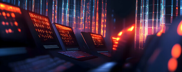 Glowing Data Stream on Computer Screens