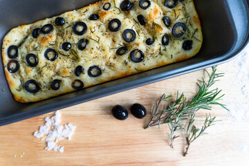 Homemade Focaccia Bread Recipe On The Wood Table | Food Photography