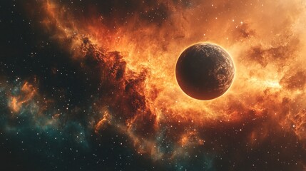 Naklejka premium Planet in a Nebula
