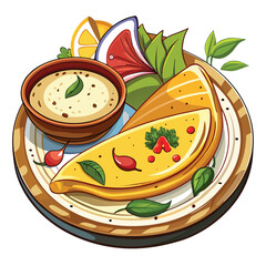 Delicious Dosa on White Background Vector with Perfect Texture and Golden Brown Color