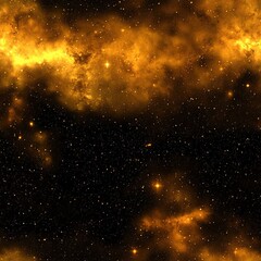 Yellow Galaxy Nebula Outer Space Stars Seamless Pattern, Space Texture	