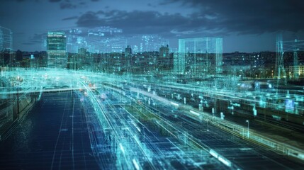 A city implementing a digital water management network, where sensors track water flow, leakage, and quality across the entire urban infrastructure in real-time