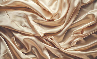 Obraz premium Beige silk background, soft folds of fabric, neutral background.