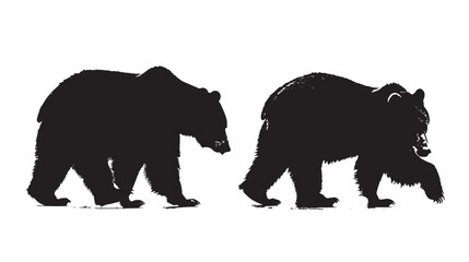 Fototapeta premium Bears silhouette isolated in White background