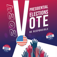 2024 Presidential Election Campaign Poster: Vote on November 5 with Eye-Catching USA Flag Design for Election Day