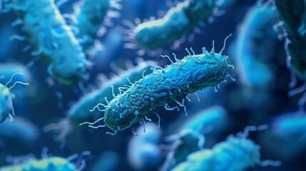 Fototapeta premium A close-up view of Bifidobacterium adolescentis bacteria, This type of bacteria is known to be beneficial for gut health. Speculative Medical illustrative image