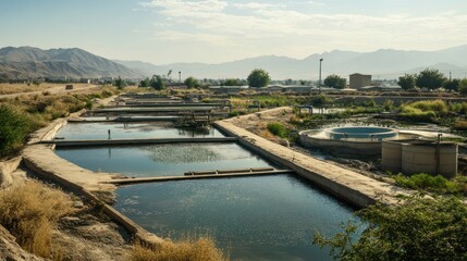 A community using treated wastewater for irrigation and industrial processes, providing an alternative water source in a water-scarce region