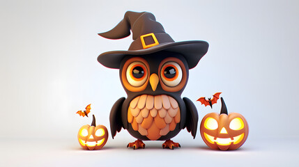 Naklejka premium Owl halloween isometric Cartoon 3D