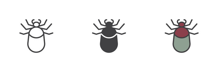 Tick insect different style icon set