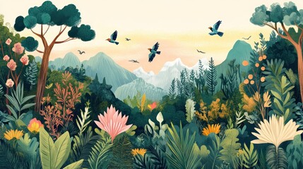 A modern calendar showcasing rare international observances like 'World Migratory Bird Day' and 'International Day of Forests,' with illustrations of nature and conservation