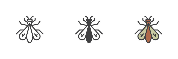 Fly insect different style icon set