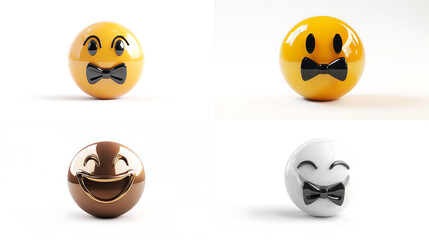 Obraz premium 3D face with a bowtie emoji