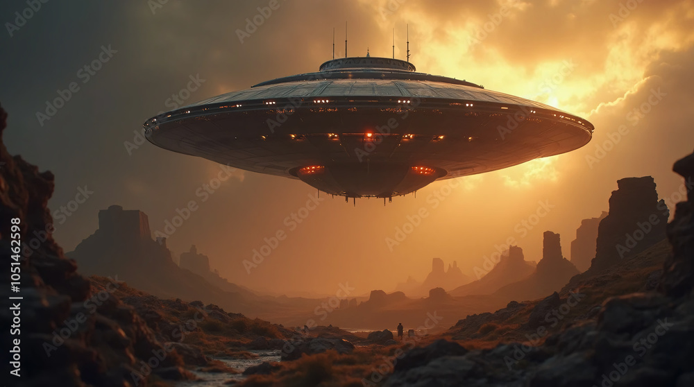 Wall mural spaceship and outer space