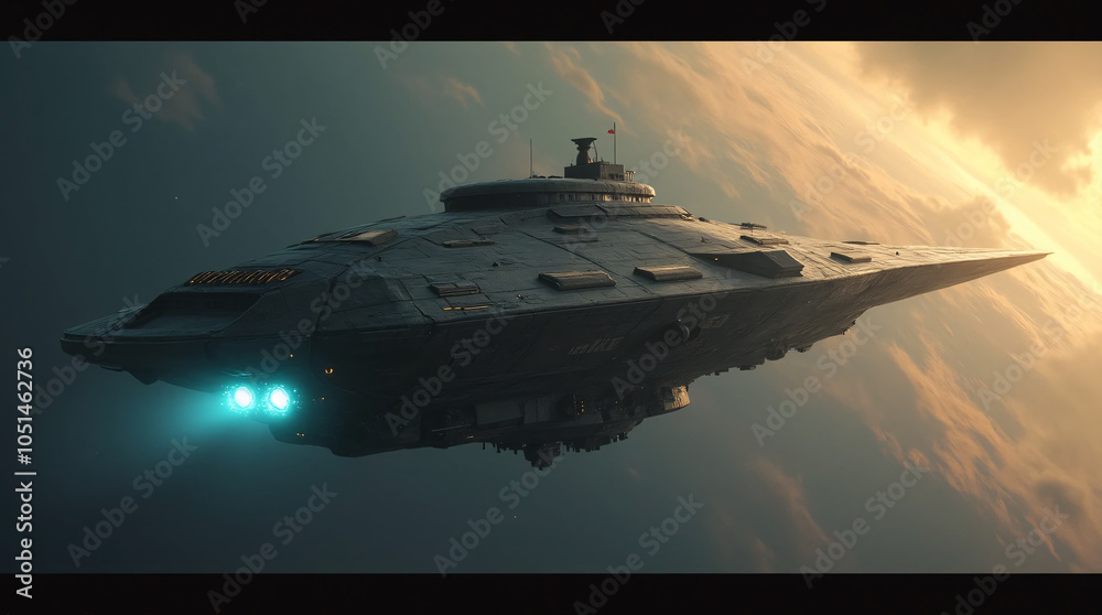 Wall mural spaceship and outer space