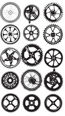 Bike Sprocket Vector Silhouettes , black silhouettes isolated on white background