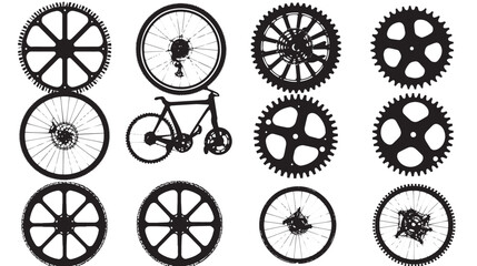 Obraz premium Bike Sprocket Vector Silhouettes , black silhouettes isolated on white background