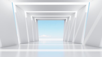 Architecture background geometric arched interior 3d render