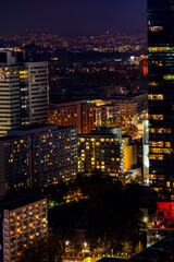 Warszaw, Poland: Evening panorama of the city center from the observation deck of the Palace of Culture and Science