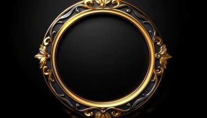 Ornate Gold and Silver Frame with Black Background
