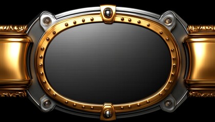 Obraz premium Oval Frame with Golden Accents and Black Background