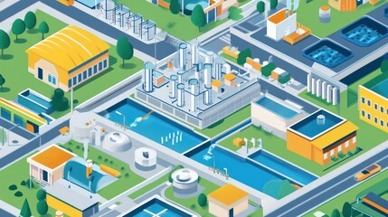 A city implementing a digital water management network, where sensors track water flow, leakage, and quality across the entire urban infrastructure in real-time