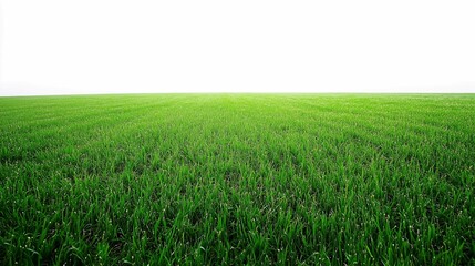 Fototapeta premium Green grass field on white background 