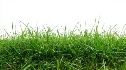 Fototapeta premium Green grass field on white background 