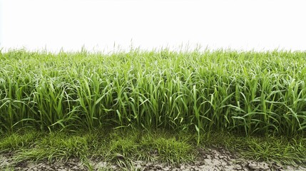 Fototapeta premium Green grass field on white background 